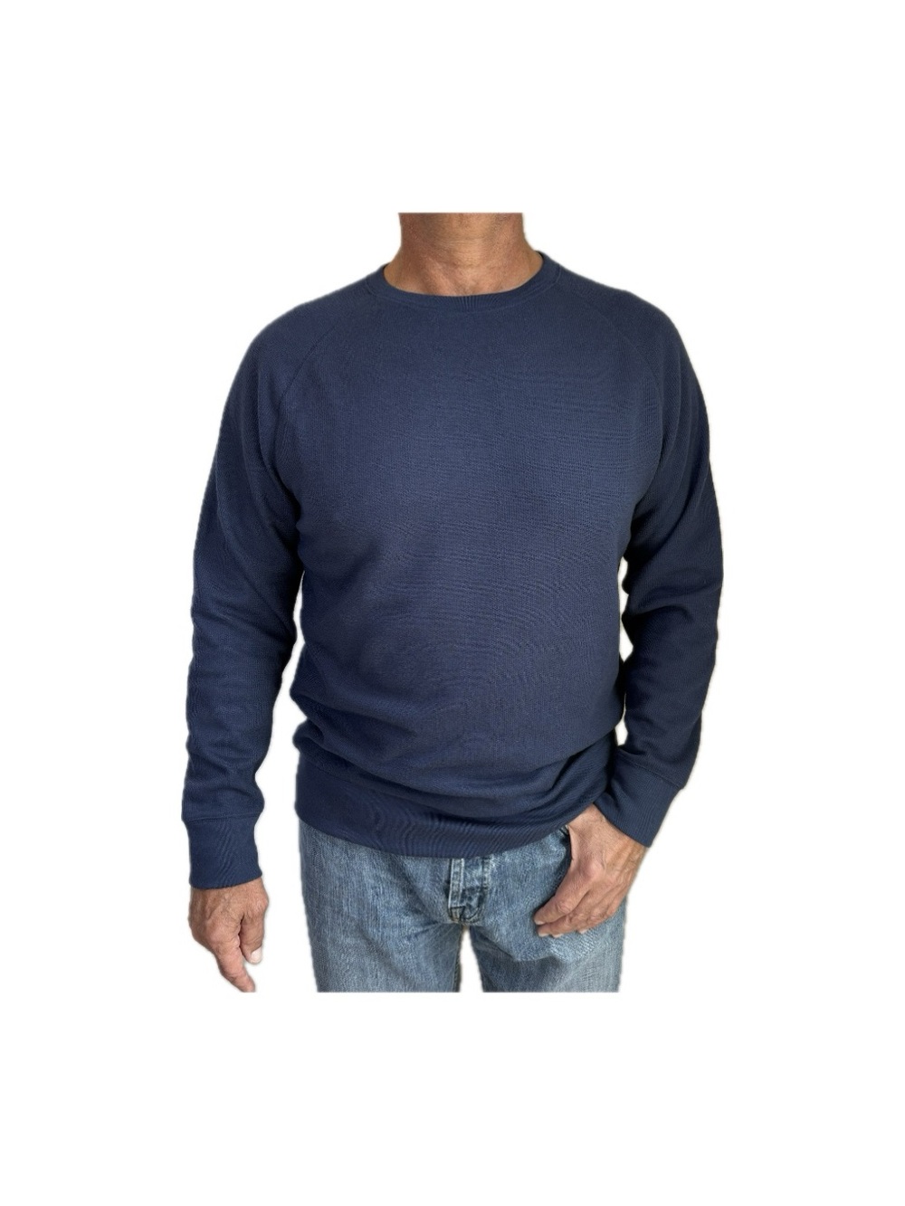 Banana Republic Men's Navy Blue Waffle Knit Crewneck Sweatshirt Size L